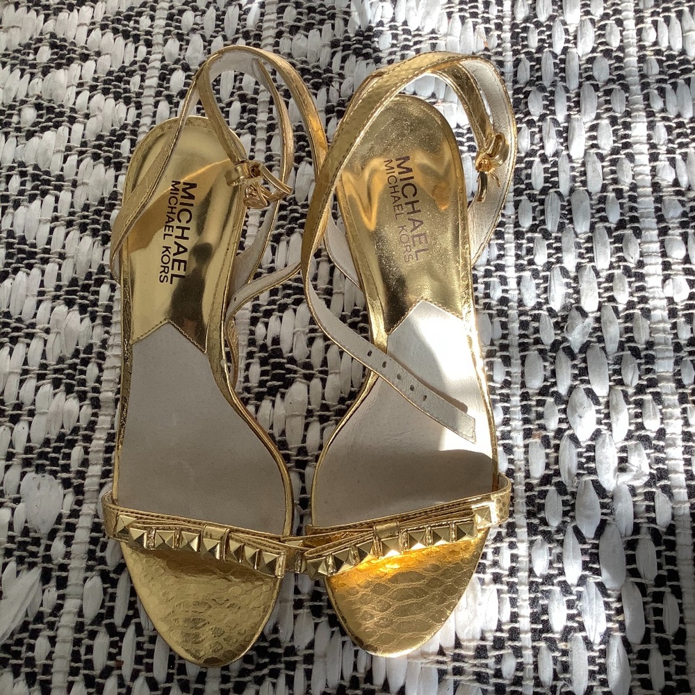 Micheal Kors Gold Leather Heels